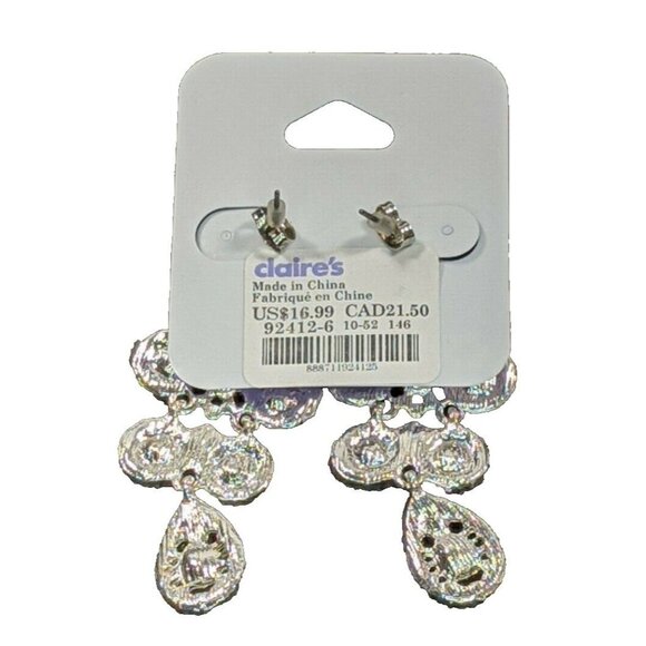 Claire's Cubic Zirconia Silver Dangle Pierced Earrings 92412-6 (New) - Picture 2 of 2